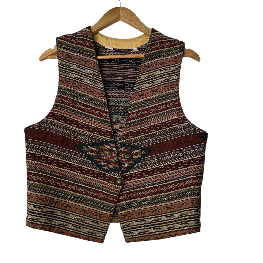 Vintage WillowBend Tribal Patterned Tapestry Vest Medium